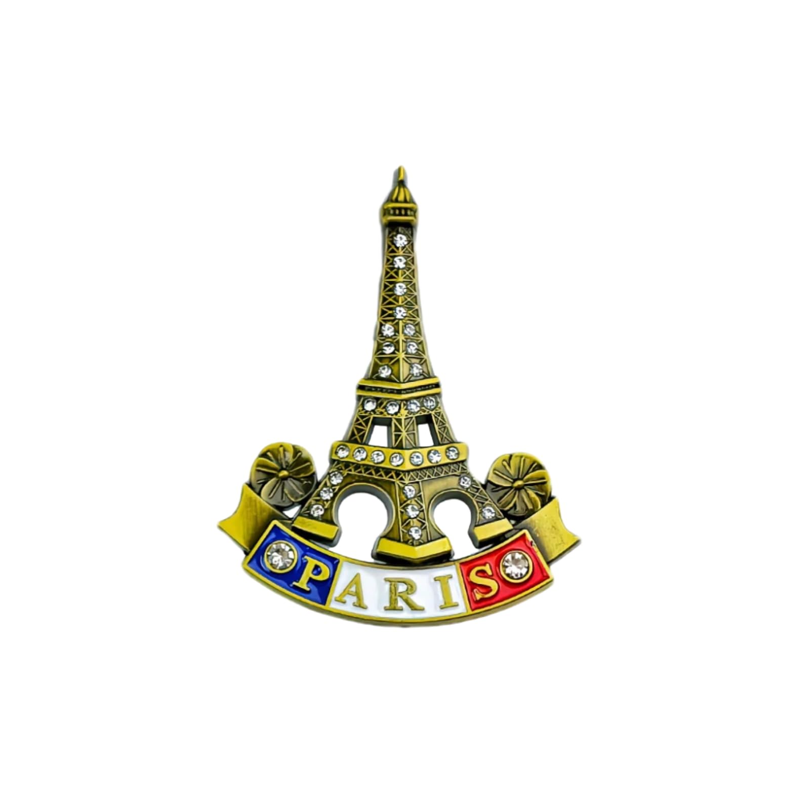Muiltvoe Paris Fridge Magnet 3D Metal Fridge Magnet Diamond-Studded Eiffel Tower Paris France Souvenir Gift Decor Refrigerator Magnets, Metal & Resin, 9.1×7.1cm