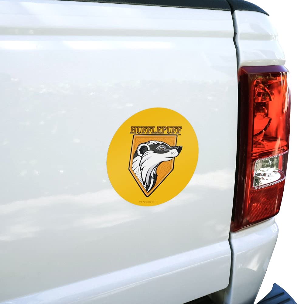 Harry Potter Hufflepuff Plaid Sigil Window/Bumper Sticker - 5.5" Circle Decal (Official License)