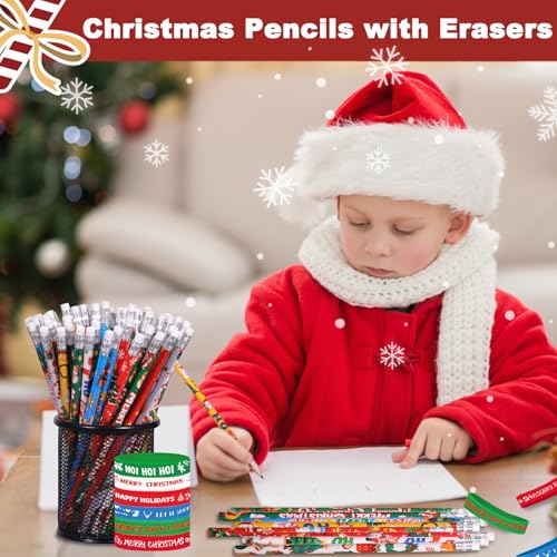 Set de 48 lápices navideños con pulseras de silicona miniatura 6