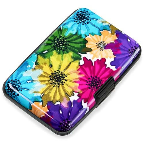 Mayski RFID Aluminum Card Holder with Colorful Flowers