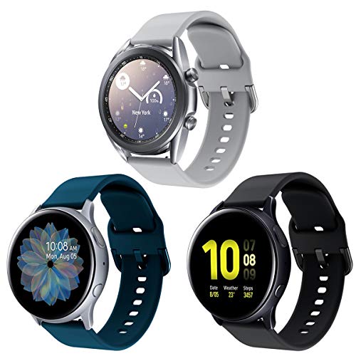 HATALKIN Bands for Samsung Galaxy Watch 3 41mm Band / Galaxy Watch Active 2 Band 44mm 40mm / Samsung Watch 4 Classic 46mm 42mm 40mm 44mm band / Active 40mm Band Silicone Skin Friendly Strap (3 Pack)