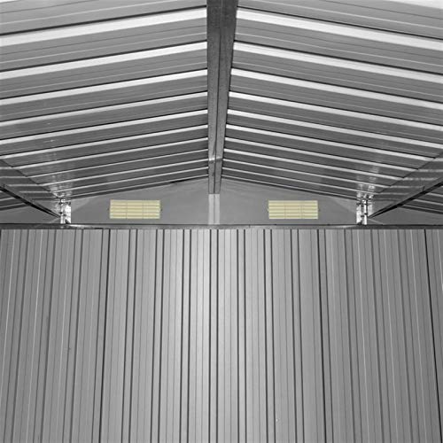 ZeoTioo Geräteschuppen Gerätehaus Gartenhaus Giebeldach Metall grün 257x205x178 cm – Bild 7