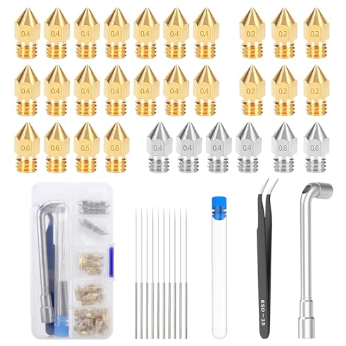 APOMOONS 30Stück Düsen 0,4 mm 0,2 mm 0,6 mm,3D-Drucker Messing Stainless Steel-Hotend-Düsen mit für Creality Ender 3 V2 /Ender 3/Ender 3 Pro/Ender 3 Max/Ender 5 Pro, Ender 3 S1/Ender 3 Neo/CR 10 Serie APOMOONS 30Stück Düsen 0,4 mm 0,2 mm 0,6 mm,3D-Drucker Messing Stainless Steel-Hotend-Düsen mit für Creality Ender 3 V2 /Ender 3/Ender 3 Pro/Ender 3 Max/Ender 5 Pro, Ender 3 S1/Ender 3 Neo/CR 10 Serie
