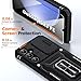 for Samsung Galaxy S23 FE Case with 2 PCS HD Screen Protector, Slide Camera Cover Military Grade Drop Tested 360° Rotating Ring Kickstand, Shockproof Full Body Protection for S23 FE Case, Black