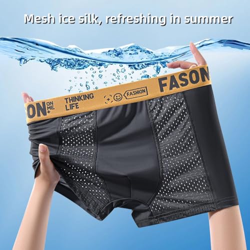 Hello Mesh Mens Underwear, Low Rise Boxer Briefs for Men, Mens Ice Silk Breathable Trunks, Multipack2