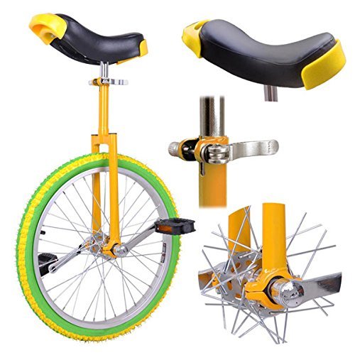 Amazing Deal 18 Inches Wheel Skid Proof Tread Pattern Unicycle Bike Cycling Uni-Cycle Green Yellow
