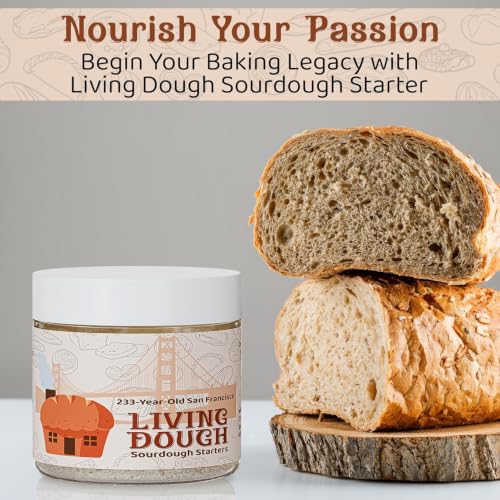 Image of Living Dough - 233 Year Old San Francisco Sourdough Starter Culture - Active & Live Organic Sourdough Starter for Baking - For Artisan Bread, Pizza Dough, Waffles & More