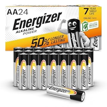 Energizer Alkaline Power - Pile AA (pacco da 24) Batterie Alcaline 1,5V - potenza di lunga durata - 100% imballaggio riciclabile privo di plastica - 7 anni di conservazione [Esclusiva Amazon]