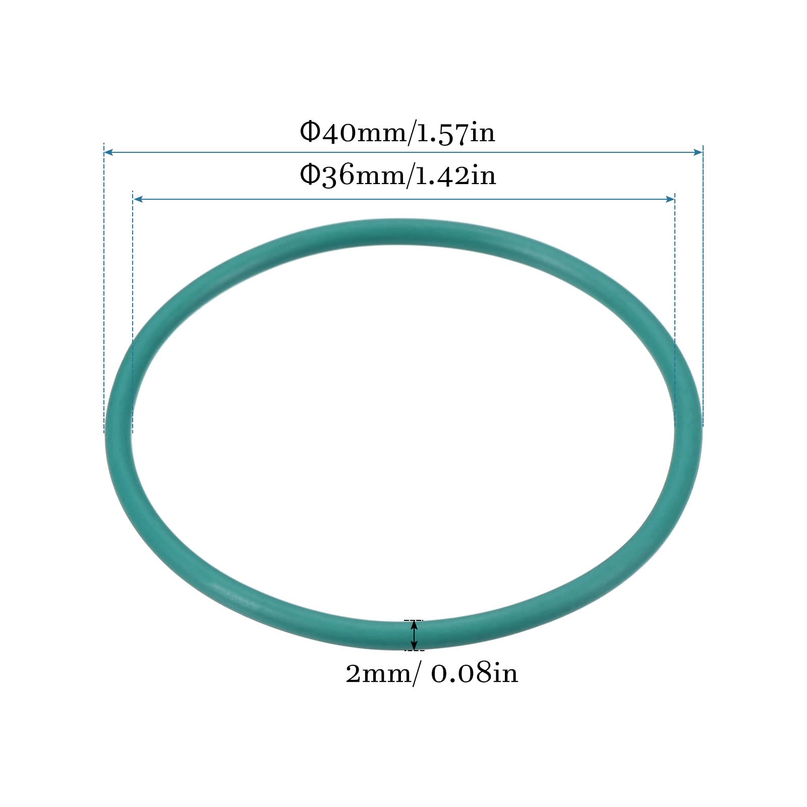 QUARKZMAN 40x36x2mm Fluoro Gomma O Orings x 2 pz Sigillatura Guarnizione per Rubinetto Automotive, Verde