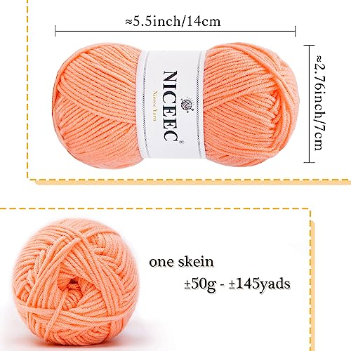 Image of NICEEC 300g Soft Assorted Colors Yarn - Sport Weight,100% Acrylic, 4 Ply, Bonbons Yarn for Crochet & Knit, DIY Project Starter Kit for Kids or Adults(Total 870yds) - Series 10