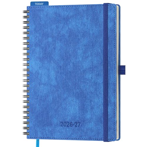 IN-LUXPRO Kalender 2026 2027 Wochenplaner Ringbuch A5 | 18-Monate Terminplaner Juli 26-Dez 27 | Buchkalender Ringbuch mit Stifthalter & Monats-Register | Vertikal Planer 1 Woche 2 Seiten - Blau