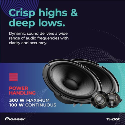 Image of PIONEER Z-Series TS-Z65C 6.5 inch 2-Way Speakers (Pair) - 300W Max, Crisp Highs + Clear Vocals, Audiophile Upgrade, Add an Amplifier for Optimal Performance