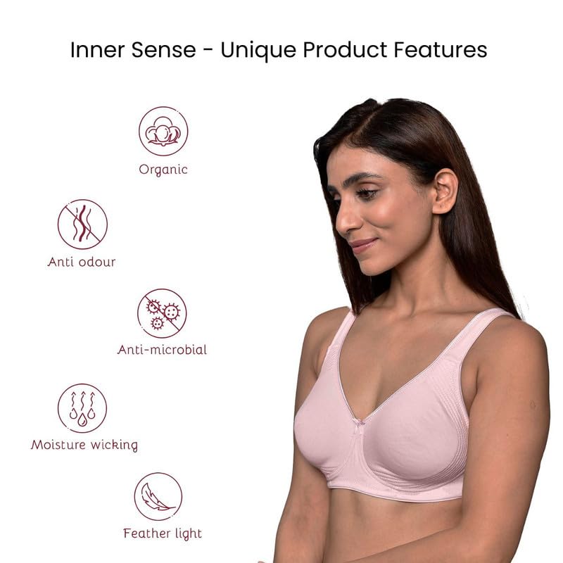 Image of Inner Sense Organic Cotton Bamboo Bra for Woman with Concentric Stitches I Full Coverage Bra for Heavy Bust with Side Support I Non Padded Innerwear with Wire-Free Design