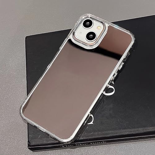 Housse boîtier galvanisée avec miroir de maquillage argent iPhone 12