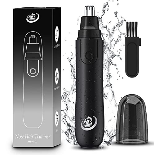 Ear and Nose Hair Trimmer, HB Professional Painless Nose Hair Trimmer for Men Women, Waterproof Eyebrow Facial Hair Removal Personal Trimmer Clipper, Dual Edge Blades, Easy Cleansing, Black