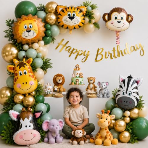 Image of Animal Safari Theme Birthday Decoration Balloons, Pack of 48 Pcs