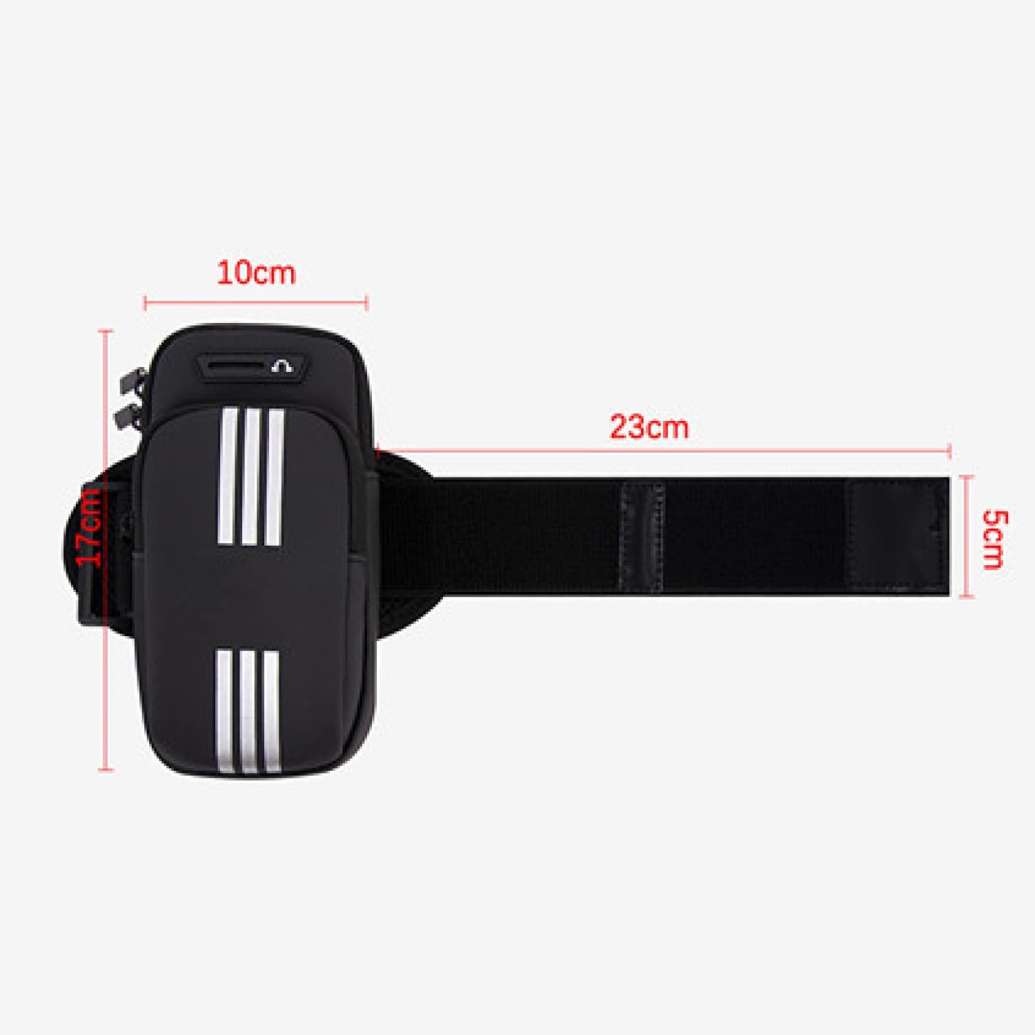 Armband Armtasche, Sport Laufen Doppel Reißverschluss Sportarmband, Leichtes Armband-Bügel-Halter-Beutel, Bequeme Handy-Armband-Hülle, Sport-Handy-Armband-Halter-Bügel, Radfahren Armtasche (Schwarz)