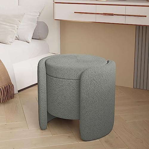 Boucle - Taburete de tocador de piel sintética con almacenamiento, cómodas otomanas para dormitorio, sala de estar, silla de maquillaje sin brazos, banco de puf versátil