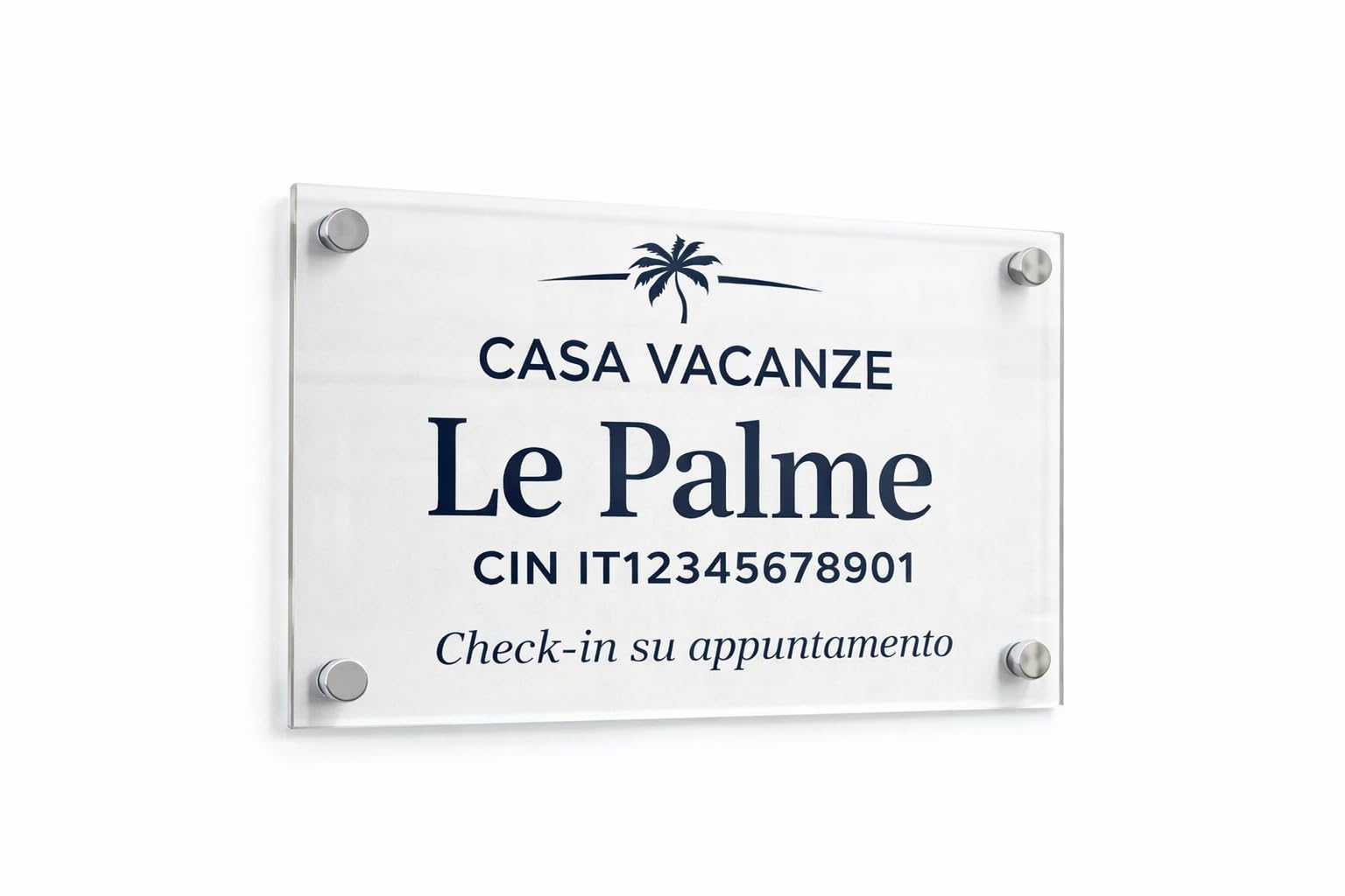 Targa Casa Vacanze Personalizzata in Plexiglass con Nome Struttura e CIN - Targa da Esterno per Ingresso B&B e Affitti Brevi - Plexiglass 3 mm Stampa UV - 30 x 20 cm