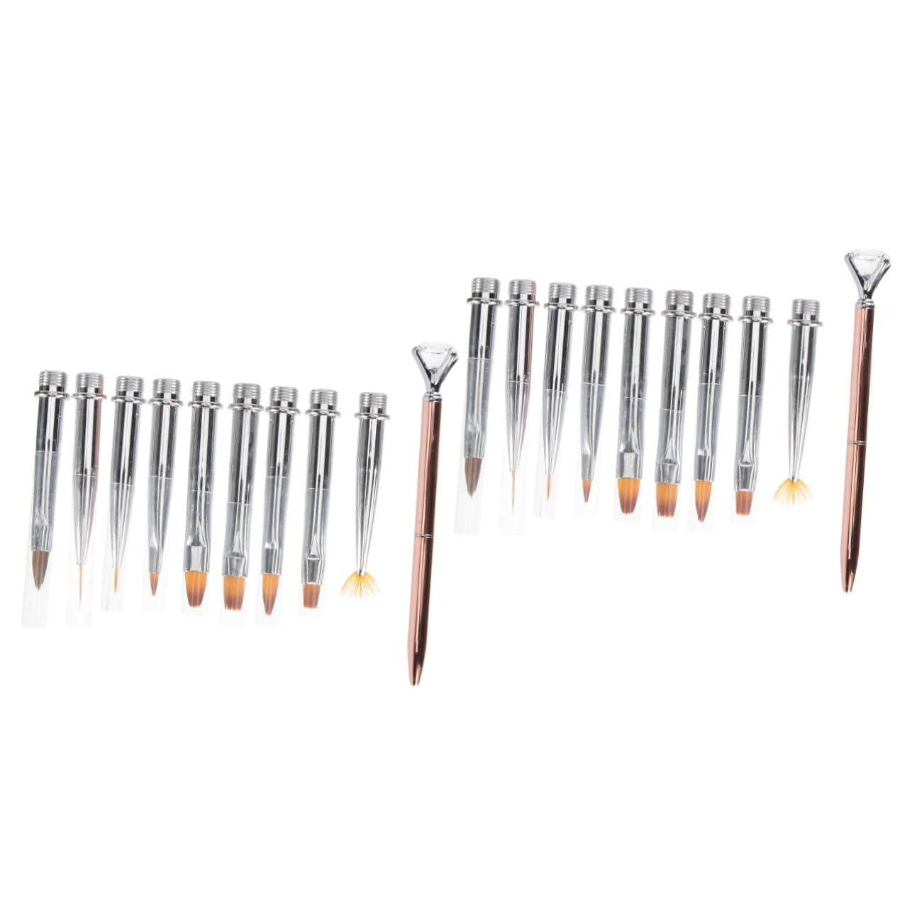 minkissy 2 Pezzi 9 Pezzi Set di pennelli per manicure con penna a penna per multifunzionale a testa intercambiabile pennello per strisce per unghie fodera per unghie oro rosa