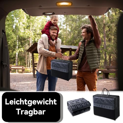 Homaxy Outdoor Teppich Wetterfest, Kunststoff Stroh Faltbar Waschbar UV-beständig Wendbar Balkon Garten Teppich für Terrasse Camping Picknick (120 x 180 cm, Schwarz & Grau)