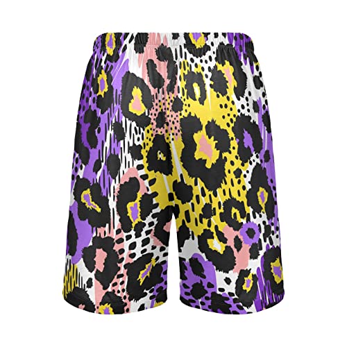 OTVEE Men Wild Pattern Pajama Shorts Lounge Sleep Shorts Pajama Bottom Sleepwear Shorts with Drawstring and Pockets,S2