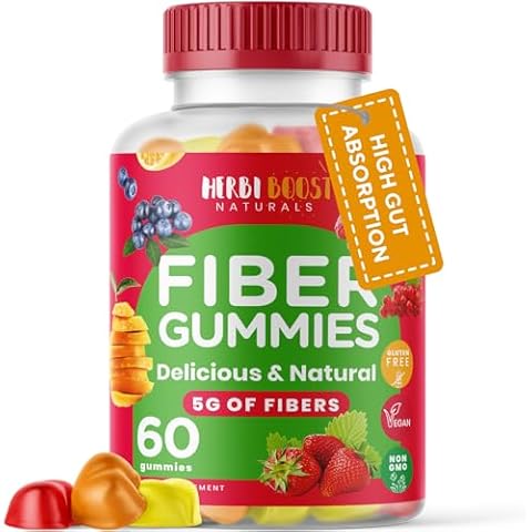 Prebiotic Fiber Gummies for Adults & Kids, Vegan Gummy Soluble Fiber with Inulin, Chicory Root Stimulating Enzymes for Digestion, Bloating Relief & Gut Health, Multicolor Natural Flavor Vitamins Cover