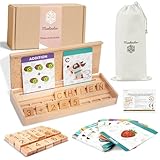 MONTINATUR Montessori 3-in-1 Set aus Holz – Lesen, Rechtschreibung & Berechnung – 106 Teile (Buchstaben & Zahlen) – Lernspiel, selbstkorrigierend, Lesen und Zählen lernen – Kinder 3-8 Jahre