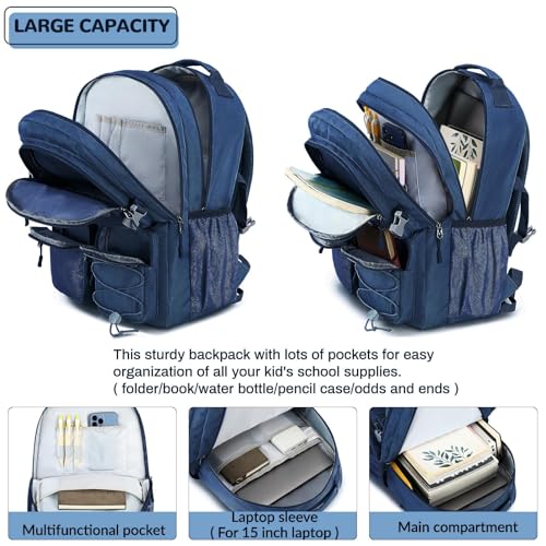 Image of Lohol Water Resistant Daypack with Mulitiple Pockets for School Travel Outdoor College, 15.6 inch Laptop Backpack for Men and Women (Navy Blue)
