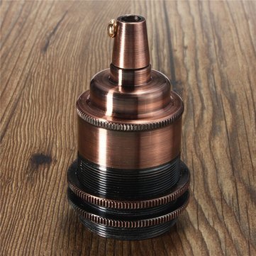 Ubersweet E27/E26 Copper Retro Light Lamp Bulb Holder Socket Shade Rings Cord Grip-antiquered