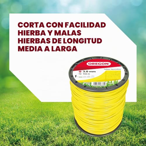 Hilo cuadrado Oregon de 3mm y 144m de nylon amarillo para desbrozadoras de maleza alta 6