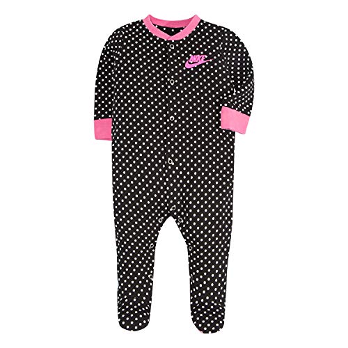 Image of NIKE Children's Apparel Baby Graphic Footed Coverall, Black/Pink Dot, 3M