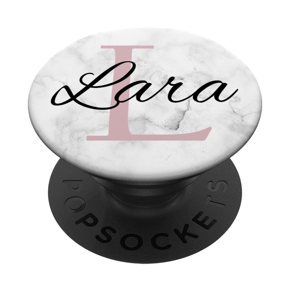 Personalisiertes PopSocket 'Lara' Mit Schwarzer Rose – Grauer Klebe-Griff Für Handy & Tablet