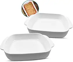 Conjunto de 2 Travessas Retangulares em Porcelana Branca, 1,3L, 25,4 com Al�as servir frezzer forno