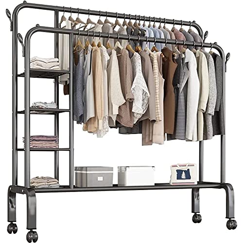Kleiderständer, Stabil Metall Garderobenständer auf Rollen mit...