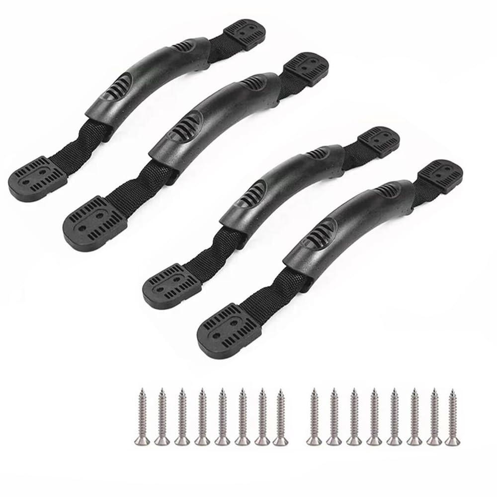4 Pack Kayak Carry Handles, Heavy Duty Side Mount Webbing Strap with Screws, Non-Slip Replacement Grip for Canoe Boat, Universal Pull Handle for Luggage Suitcase Tool Box & Gate