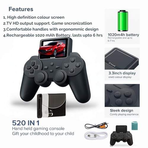 Image of GRAPHENE Video Games for Kids Adults 500 in 1 S10 Controller Gamepad Videogames for Boys 7-14 Years Retro Gaming Console Gameboy Digital Game Player Pocket Gamer Handheld Gaming Console For 5-12 Years