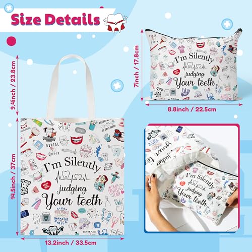 Image of Y1tvei Canvas Bags Gifts, Tote Bag with Makeup Pouch, Birthday Party Favors