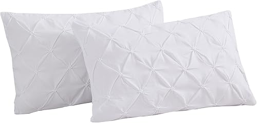 Miniatura 3 de Vaulia Fundas de almohada decorativas de microfibra ligera, diseño plisado, tamaño estándar (20 x 26), color blanco, paquete de 2