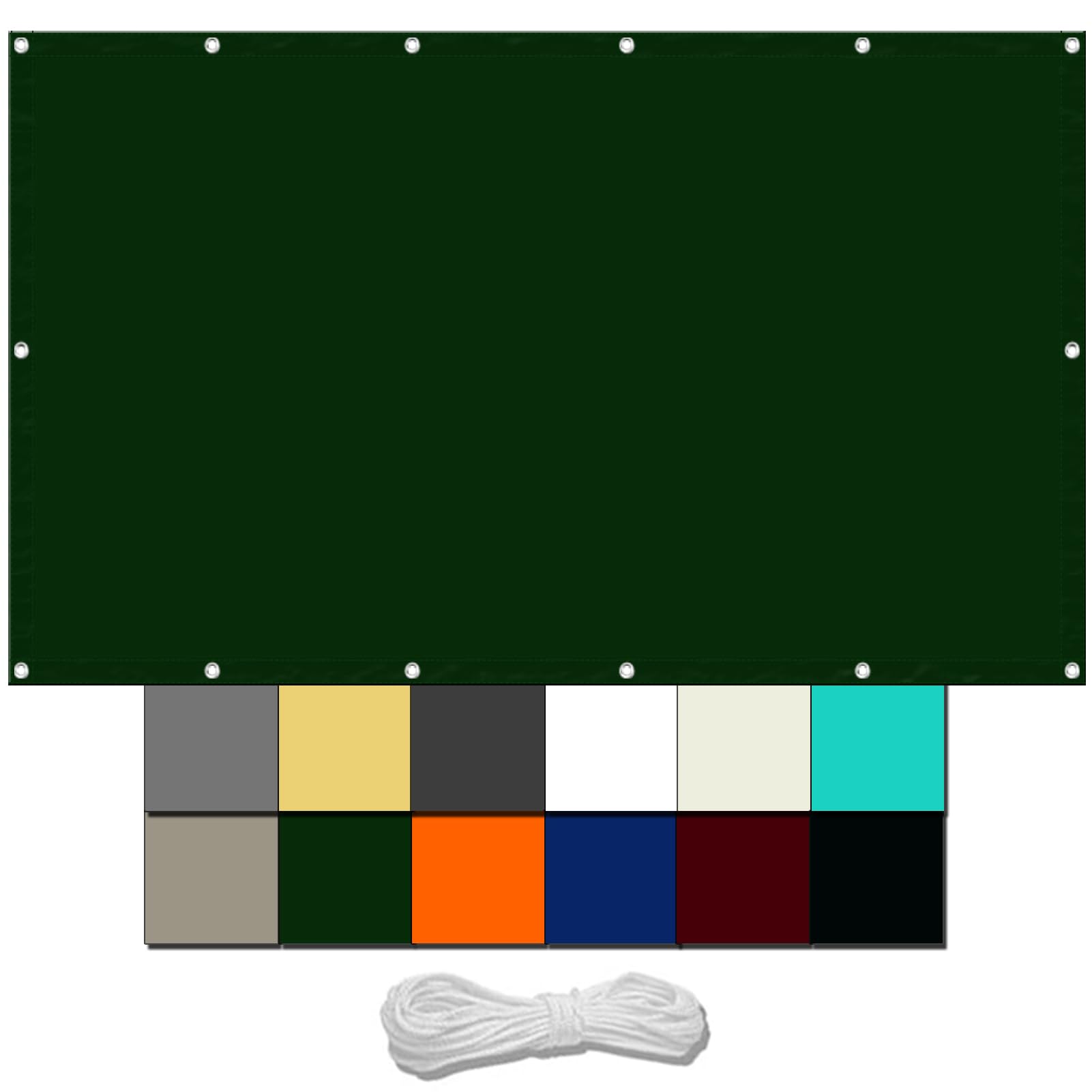 Toldo Exterior Terraza 3 x 6 m Impermeable Rectangular Vela de Sombra Toldo Resistente al Agua con Ojales y Cuerdas Rayos UV HDPE Malla Sombreo Exterior Pergola, Verde Oscuro