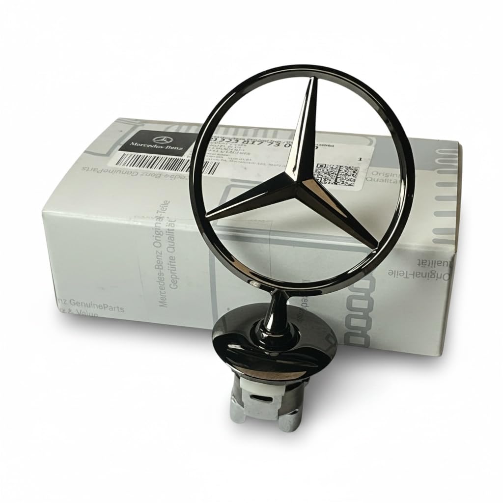 Mercedes-Benz Estrella de Capó, Color Negro Brillante, Emblema Decorativo A2238177300-Clase S (W221, W222, W223-Clase E (W211, W212, W213, W214)-Clase C (W203, W204, W205)-GLS (X167)