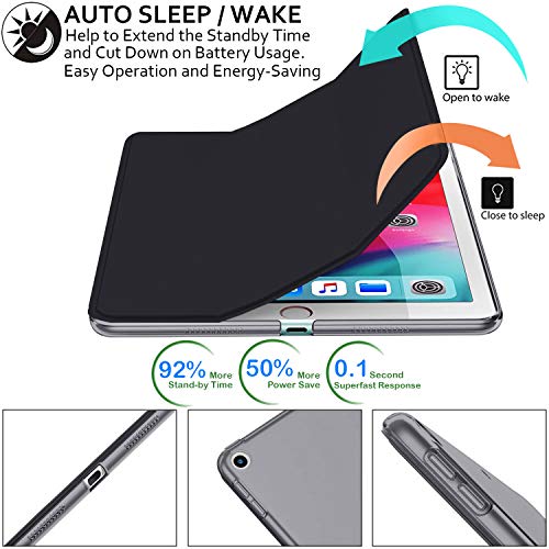 Image of DuraSafe Cases for iPad mini 5 Gen 2019 7.9 Inch [ Mini 5th Gen ] A2133 A2124 A2126 MUQY2HN /A MUQW2HN /A MUQX2HN /A MUU62HN /A MUU32HN /A MUU52HN /AiPad Cover with Translucent Frosted Hard Back - Black