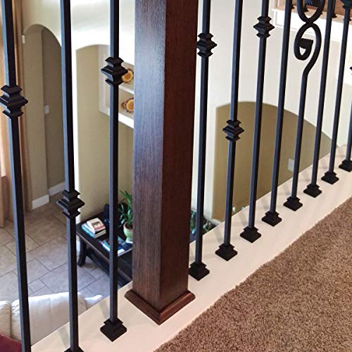 1/2" Iron Baluster Shoes (10-Pack) With Set Screw Stair Parts For 1/2" Square Metal Scroll Basket Twist Knuckle Spindles (Real Satin Black Not Matte) #TOP4