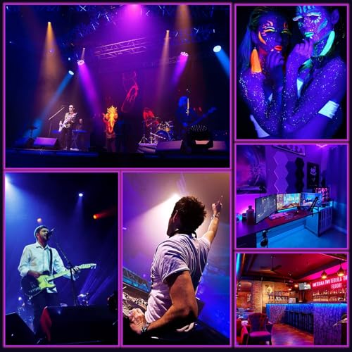 Image of 36LED Black Lights, U`King 72W UV Stage Lights Blacklight with Glow in The Dark Party Supplies by DMX and Remote Control for Halloween Stage Lighting (8 Packs)