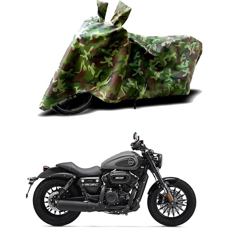 Image of 100% Water Resistant Bike Scooty Two Wheeler Body Cover Compatible for Keeway V302C Glossy BS6 /UV-Rays /Heat Protection /Birds Dropping /Scratchproof /Dust Proof /Waterproof /All [Green MJ]