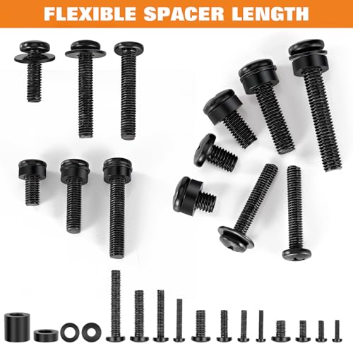 68Pcs Universel TV Kit à vis pour le montage du matériel - M4 M5 M6 M8 Vis, compartiments et rondelles pour la plupart des téléviseurs/moniteur VESA Montez, TV Monter les vis de remplacement avec la boîte jusqu'à 80"