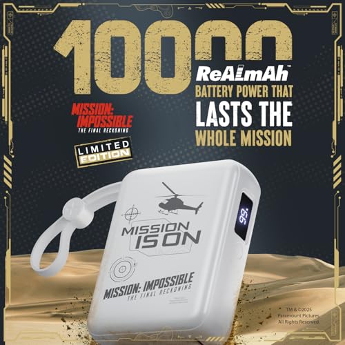 Image of Mobilla x Mission: Impossible - MPower X2 Limited Edition Powerbank | 27W High-Speed Output | 10000mAh Battery | Built-In Type-C & Lightning Cables | Dual Fast Charging Ports | Battery Display (White)