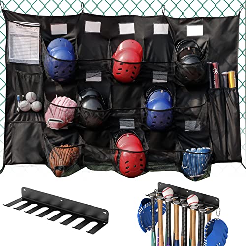 Qba Baseball Equipment Storage, 8 Prongs Heavy Duty Metal Rack And Hanging Helmet Bag For Baseball Softball Team #TOP11