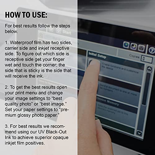 Screen Print Direct® Waterproof Inkjet Film Sheets(8.5" X 14" - 100 Sheets) - Transparency Film For Silk Screen Printing, Inkjet Film Sheets For Screen Printers - Screen Printing Supplies #TOP5