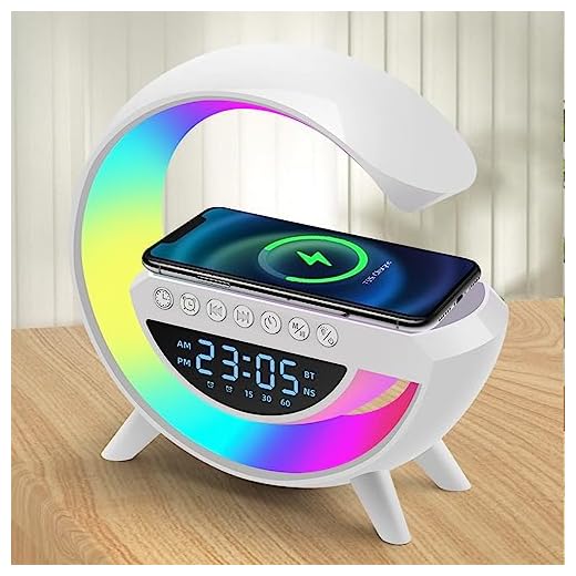 G-Speaker Smart Station: A Luminária Sonora de Qualidade e Design Sofisticado com Carregador Integrado, luz noturna para xiaomi, iphone 14, samsung, xiaomi, 15w - Multifuncional 5 em 1